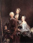 PESNE, Antoine Self-portrait with Daughters sg oil painting on canvas